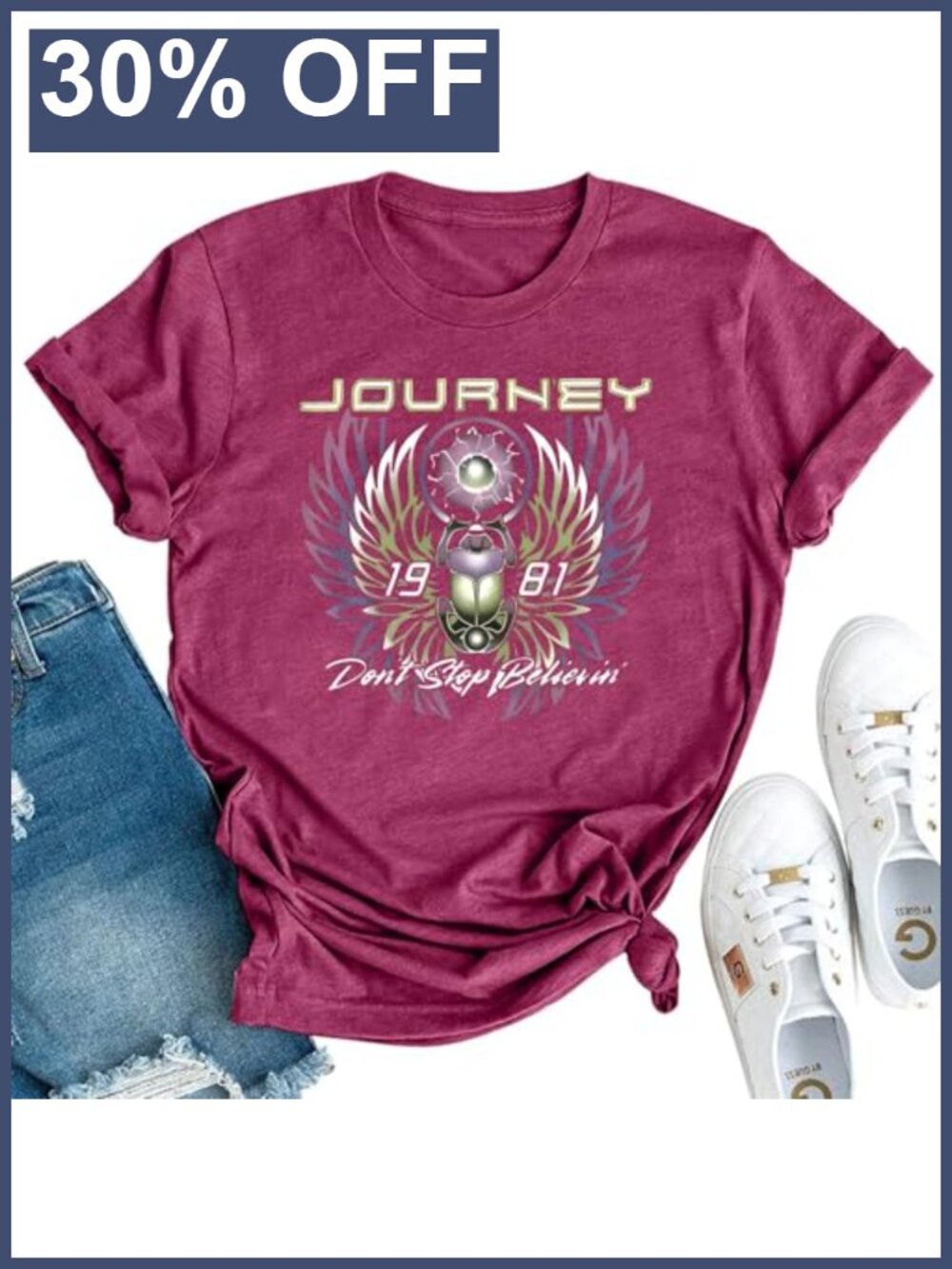 Journey Women's Vintage Graphic Tee Cotton Blend Short Sleeve T-Shirt